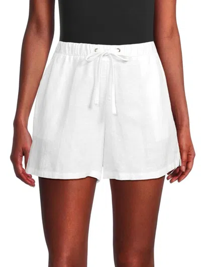 James Perse Cotton Jersey-trimmed Linen Shorts In White