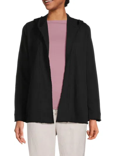 James Perse Women's French Terry Open Front Cardigan In Black