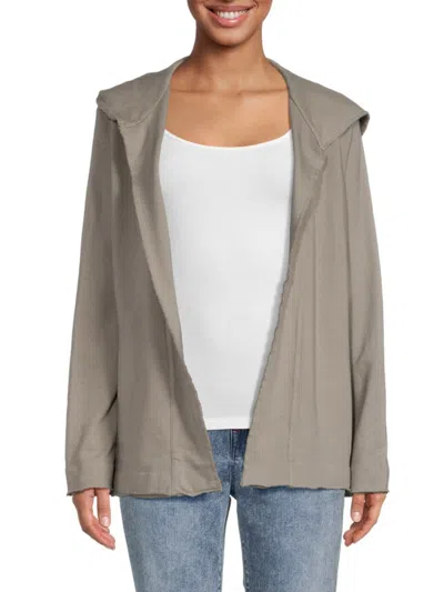 James Perse Women's French Terry Open Front Cardigan In Concrete