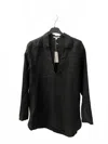 James Perse Women's Long Sleeve V-neck Tunic Top In Black In Black