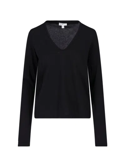 James Perse Women's Long Sleeve V-neck T-shirt In Black