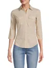 James Perse Women's Spread Collar Shirt In Biscuit