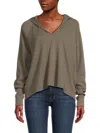 James Perse Women's Thermal Knit Hoodie In River Rock