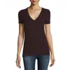 JAMES PERSE WOMEN V-NECK SHORT SLEEVE COTTON T-SHIRT IN CHOCOLATE