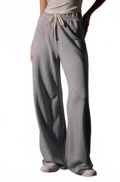 James Perse Women's Wide Leg Sweatpant In Grey Sky Pigment In Gray