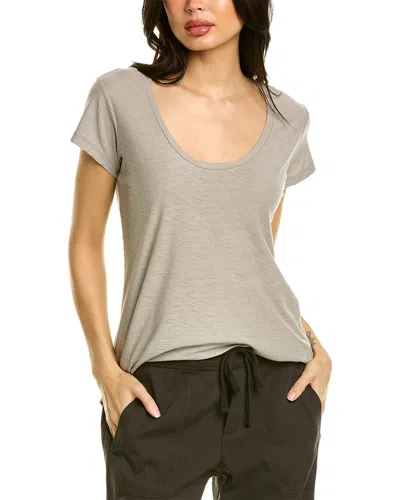 James Perse Womens Deep V-neck T-shirt, 0, Grey