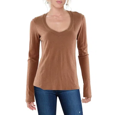 James Perse Womens V-neck Long Sleeves Blouse