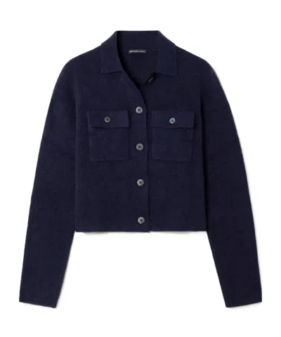 James Perse Wool Blend Knit Cardigan In Blue