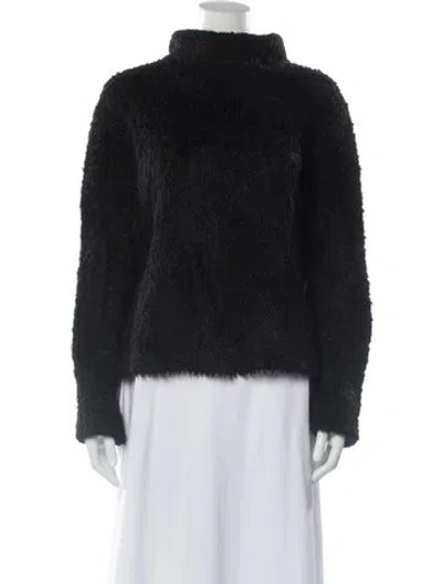 Pre-owned James Perse Wool Mock Neck Sweater In Black