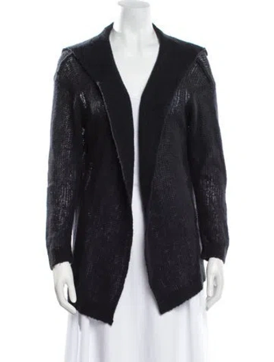 Pre-owned James Perse Wool Open Front Sweater In Blue