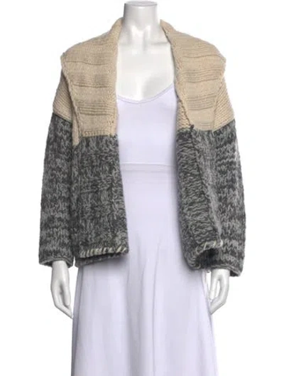 Pre-owned James Perse Wool Open Front Sweater W/ Tags In Grey/neutrals