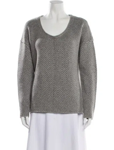 Pre-owned James Perse Wool Scoop Neck Sweater In Gray
