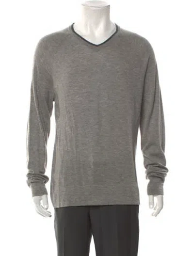 Pre-owned James Perse Wool V-neck Pullover In Gray