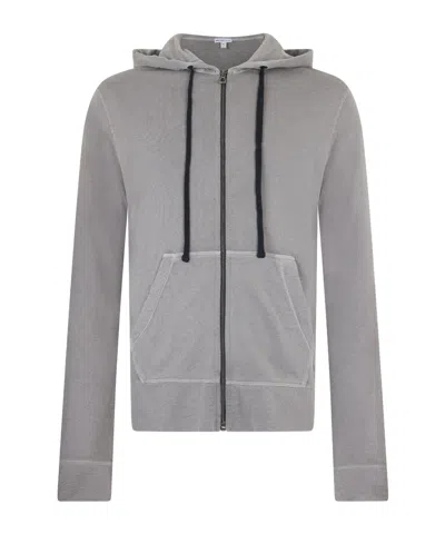 James Perse Drawstring Hooded Sweatshirt In Gray