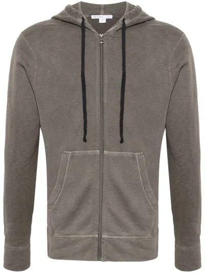 James Perse Zipped Jersey-fleece Hoodie In Braun