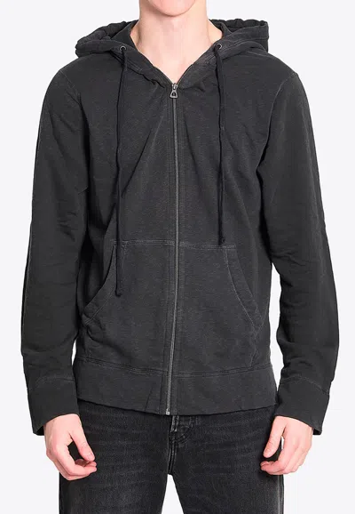 James Perse Zip-up Hooded Sweatshirt In Black