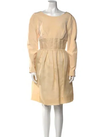 Pre-owned James Purcell Silk Knee-length Dress In Neutral