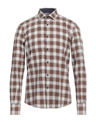 James Ross Man Shirt Brown Size 17 Cotton