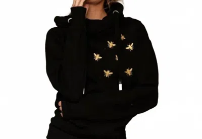 James Steward Embroidered Bee Luxe Hoodie In Black