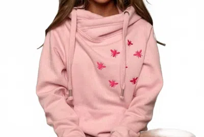 James Steward Embroidered Bee Luxe Hoodie In Pink