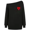 James Steward Women's Black Heart & Lock It Over Sized Sweatshirt
