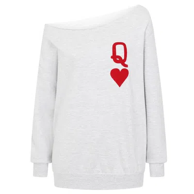 James Steward Women's Queen Of Hearts Oversized Jumper In Grey