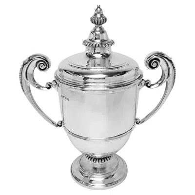 Pre-owned James Wakely & Frank Clarke Wheeler Large Sterling Silver Cup & Cover Lidded Trophy London England 1929 Wine Cooler