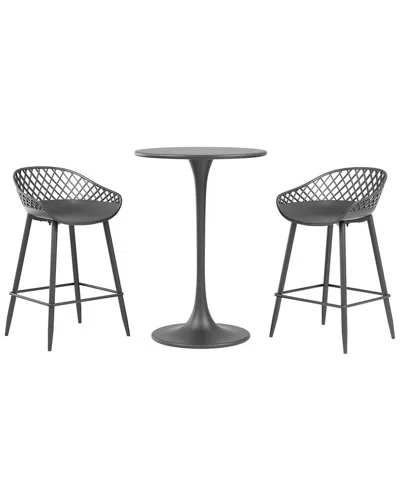 Jamesdar Kurv 3pc Counter Height Bistro Set In Gray