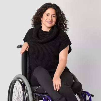 Jamey Perry For Jcpenney Jamey Perry X Jcpenney Womens Adaptive Cowl Neck Short-sleeve Sweater In Black