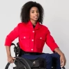 Jamey Perry For Jcpenney Jamey Perry X Jcpenney Womens Adaptive Cropped Woven Jacket In Red