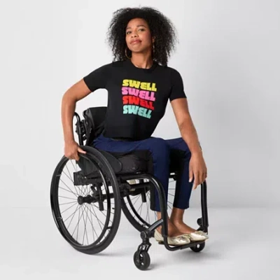 Jamey Perry For Jcpenney Jamey Perry X Jcpenney Womens Adaptive Dark Wash Denim-ponte Pant In Blue