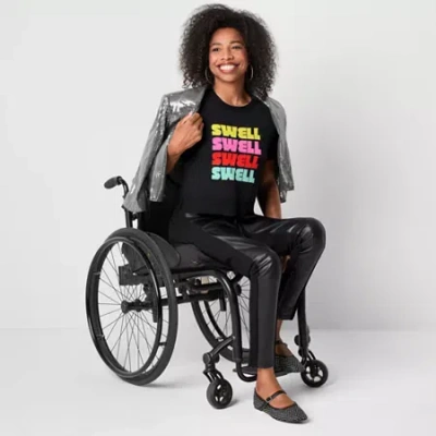 Jamey Perry For Jcpenney Jamey Perry X Jcpenney Womens Adaptive Faux Leather Ponte Pant In Black