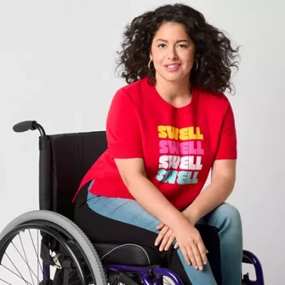 Jamey Perry For Jcpenney Jamey Perry X Jcpenney Womens Adaptive "swell" Short-sleeve Sweater In Red