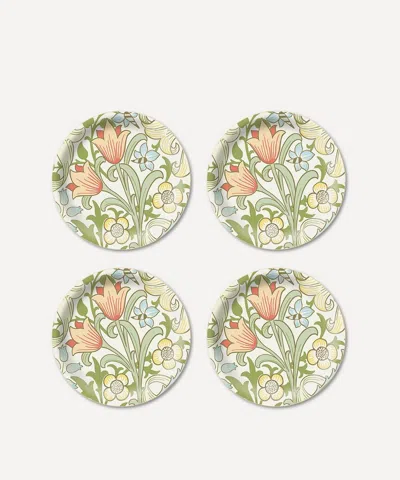 Jamida Golden Lily Coasters Set Of Four In Turquoise