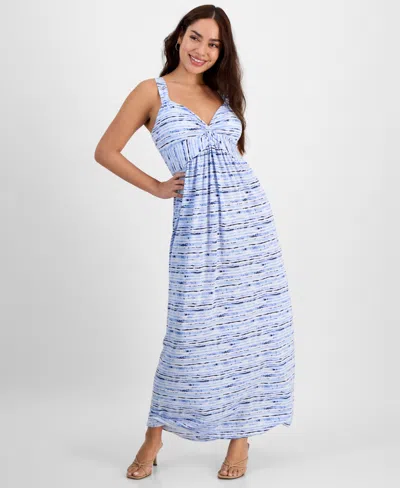 Jamie & Layla Petite Printed Sleeveless Twist-front Maxi Dress