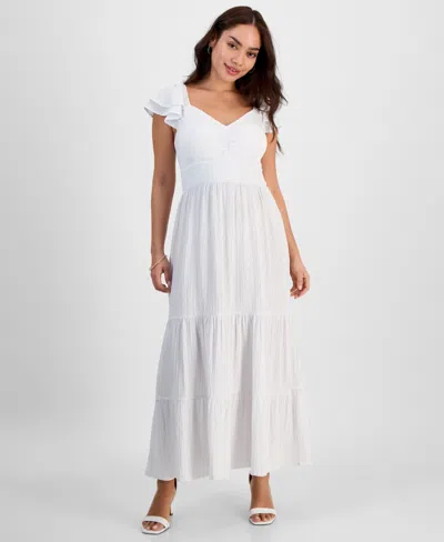 Jamie & Layla Petite Sweetheart Tiered Flutter-sleeve Maxi Dress