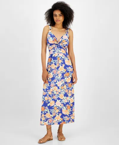 Jamie & Layla Women's Floral-print Twist-detail Maxi Dress In Dazzling Blue