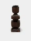 Jamie Gaunt Designs Totem Hand-carved Wood Candle Holder In Brown