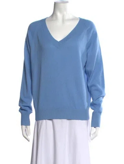 Pre-owned Jamie Haller Cashmere V-neck Sweater In Blue