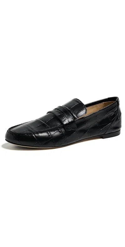 Jamie Haller Croc Penny Loafers Black Croc