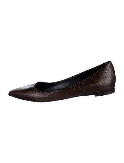 Pre-owned Jamie Haller Embossed Leather Animal Print Ballet Flats In Brown