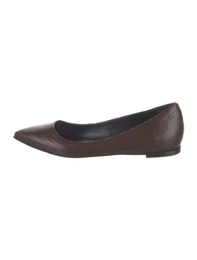 Pre-owned Jamie Haller Embossed Leather Animal Print Flats In Brown