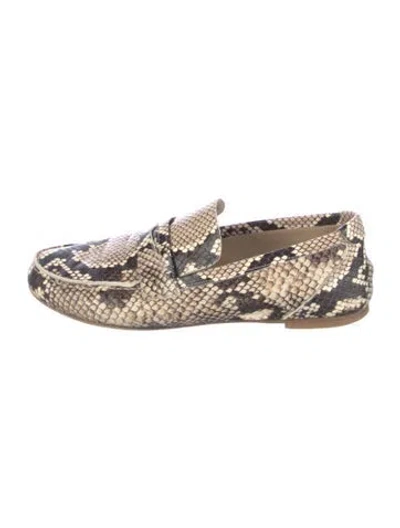 Pre-owned Jamie Haller Embossed Leather Animal Print Loafers In Neutral