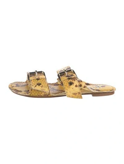Pre-owned Jamie Haller Embossed Leather Animal Print In Yellow