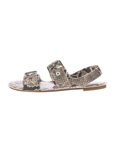 Pre-owned Jamie Haller Leather Animal Print Slingback Flats In Neutral