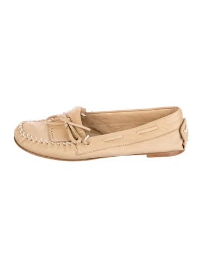 Pre-owned Jamie Haller Leather Bow Accents Moccasins In Neutrals
