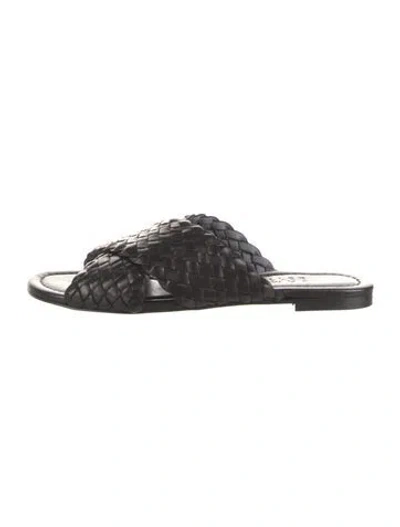 Pre-owned Jamie Haller Leather Braided Accents Mules In Black