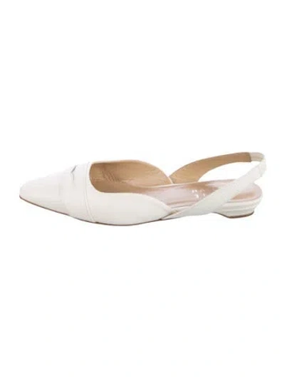 Pre-owned Jamie Haller Leather Slingback Flats In White