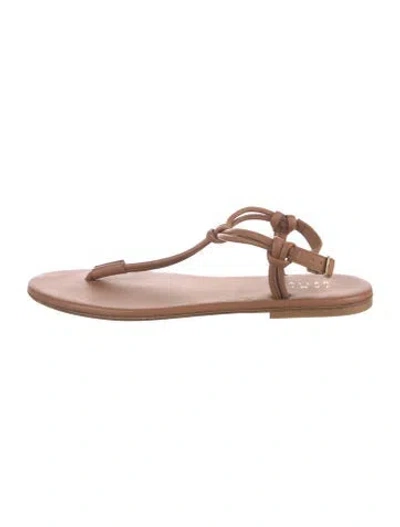 Pre-owned Jamie Haller Leather T-strap Sandals In Brown