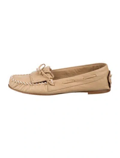 Pre-owned Jamie Haller Leather Whipstitch Trim Moccasins In Neutrals
